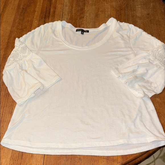 Always Indigo white Blouse with Ruched Sleeves - Picture 1 of 6